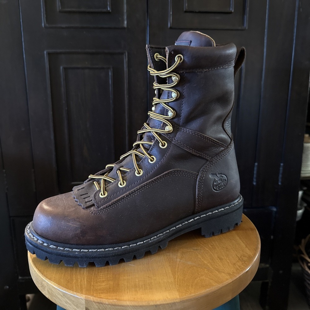 Georgia Boot G8044 Logger Work Boots Men's 9W Brown Leather 8" Vibram Sole NWT